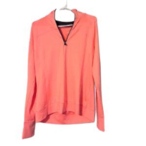 TS TEK GEAR Salmon Pink Coral Athletic 1/4 Zip Pullover Top w/ Thumbholes